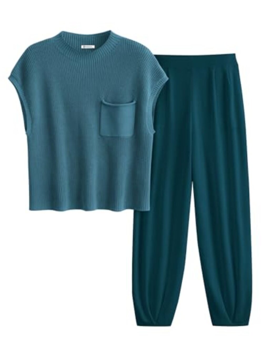 Women's Knit Two Piece Set Short Sleeve Top High Waisted Pants